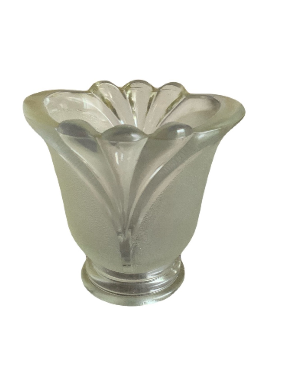 KIG Indonesia Vintage Clear Frosted Glass Flower Bud Candle Holder